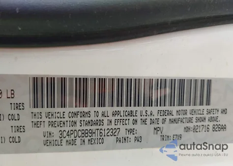 2017 Dodge Journey Sxt z USA, uszkodzony, nr VIN 3C4PDCBB9HT612327